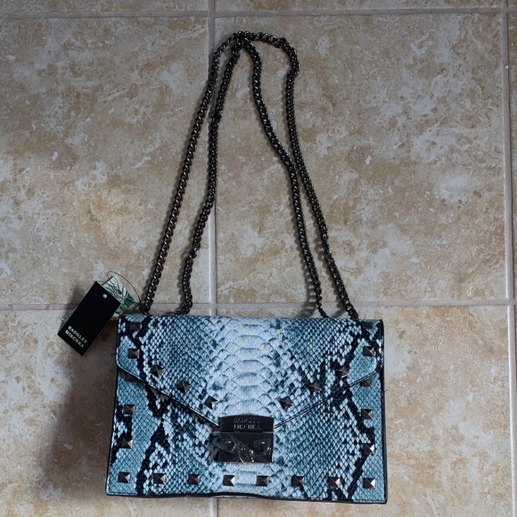 Badgley Mischka Green and Black Snakeskin Crossbody Bag
